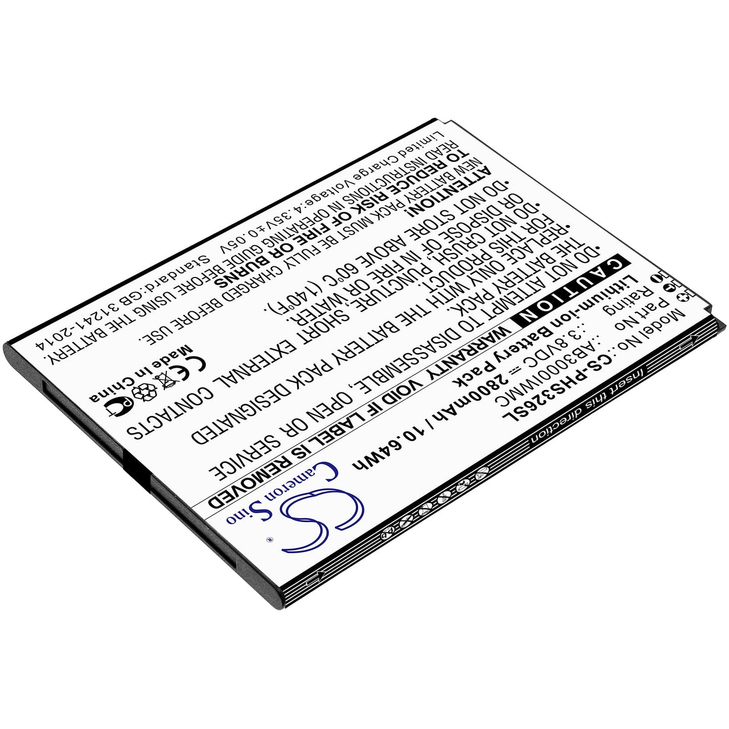 Replacement Battery for Philips  CTS326 – Mobile, SmartPhone – 2800mAh / 10.64Wh / 3.8V
