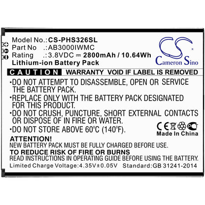 Replacement Battery for Philips  CTS326 – Mobile, SmartPhone – 2800mAh / 10.64Wh / 3.8V