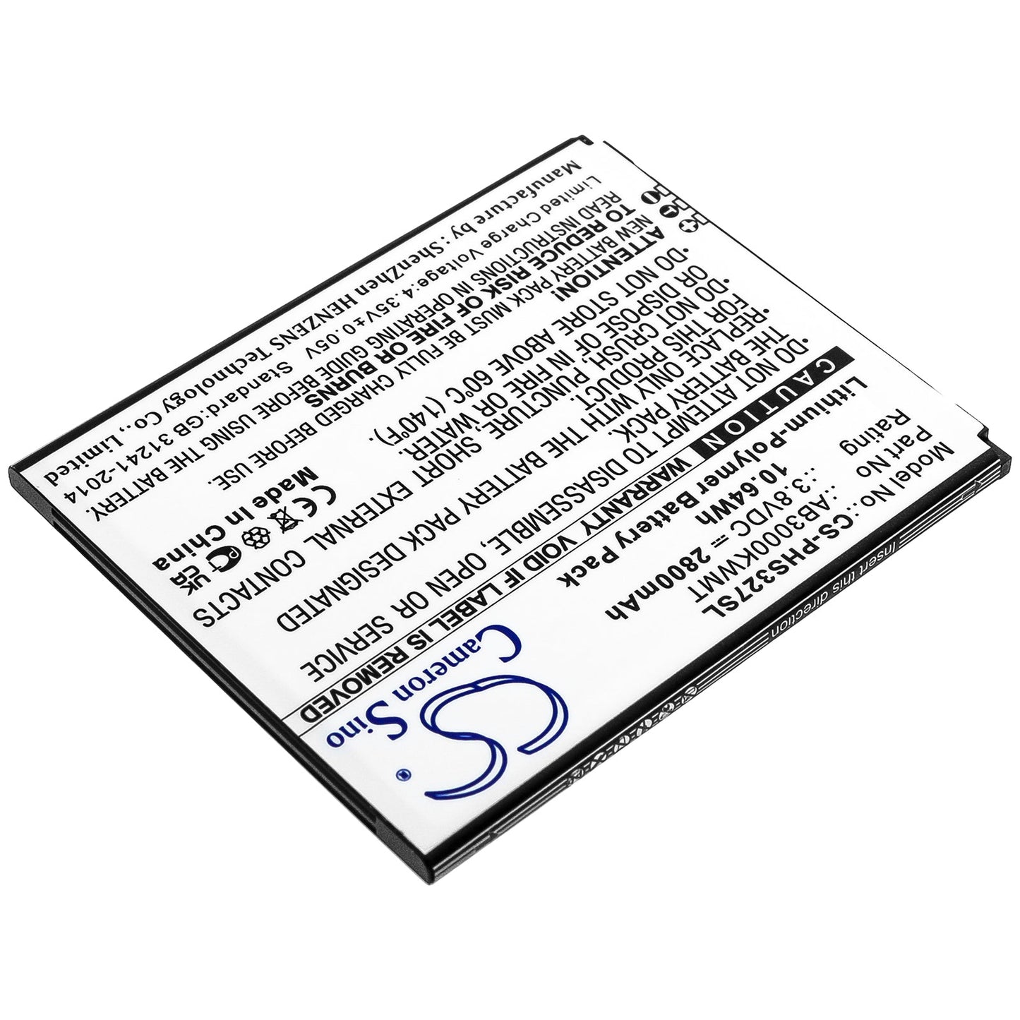 Replacement Battery for Philips  CTS327 – Mobile, SmartPhone – 2800mAh / 10.64Wh / 3.8V