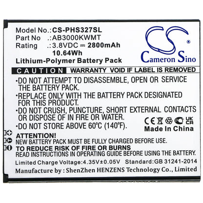 Replacement Battery for Philips  CTS327 – Mobile, SmartPhone – 2800mAh / 10.64Wh / 3.8V