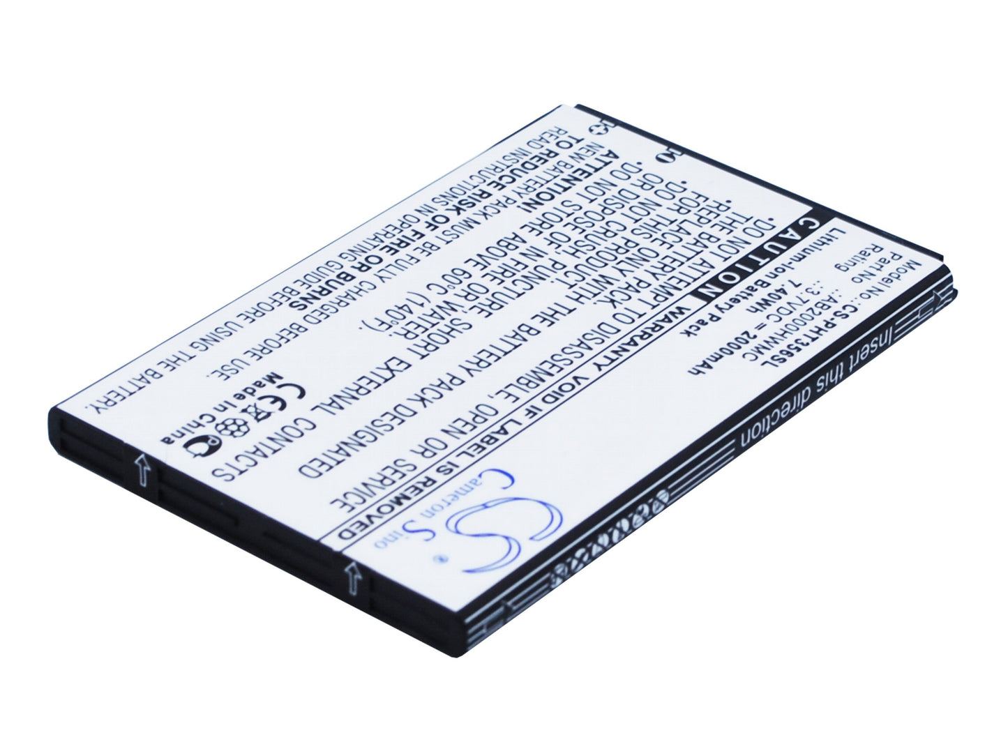 Replacement Battery for Philips  CTW3568 – Mobile, SmartPhone – 2000mAh / 7.40Wh / 3.7V