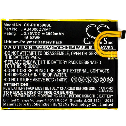 Replacement Battery for Philips  Xenium CTX596 – Mobile, SmartPhone – 3900mAh / 15.02Wh / 3.85V
