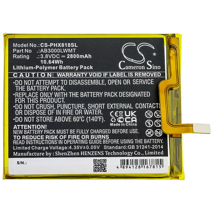 Replacement Battery for Philips  Xenium X818 – Mobile, SmartPhone – 2800mAh / 10.64Wh / 3.8V