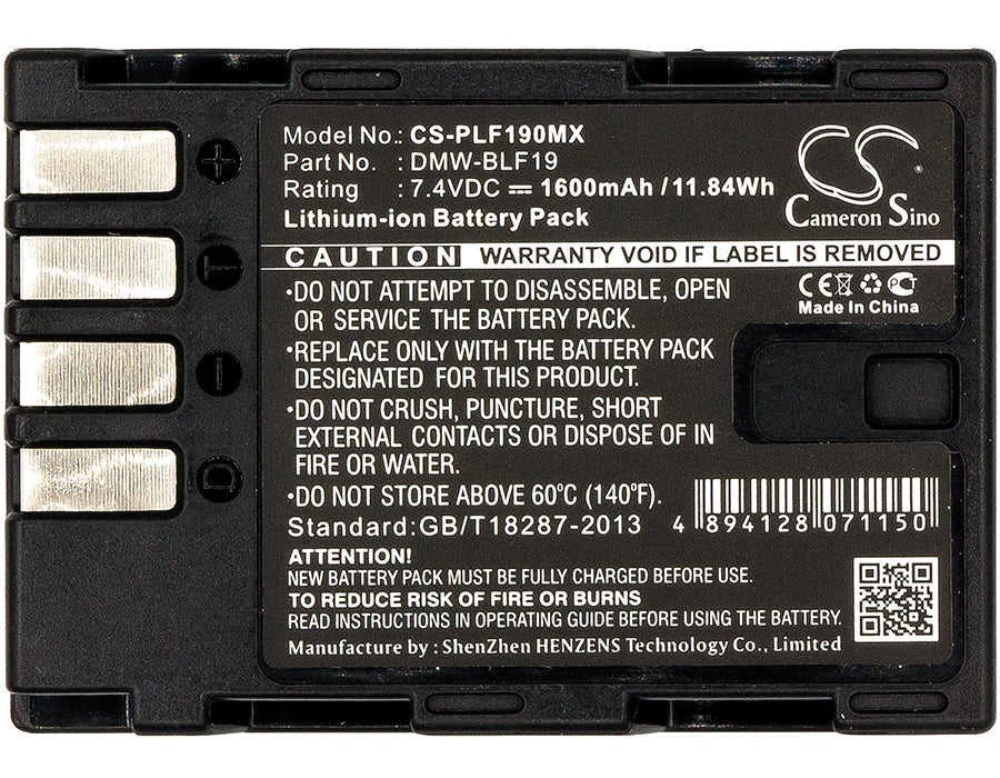 Replacement Battery for Panasonic  Lumix DMC-GH3 – Camera – 1600mAh/11.84Wh / 7.4V