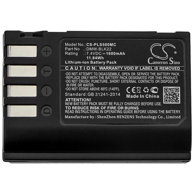 Replacement Battery for Panasonic  Lumix DC-S5 – Camera – 1600mAh / 11.84Wh / 7.4V