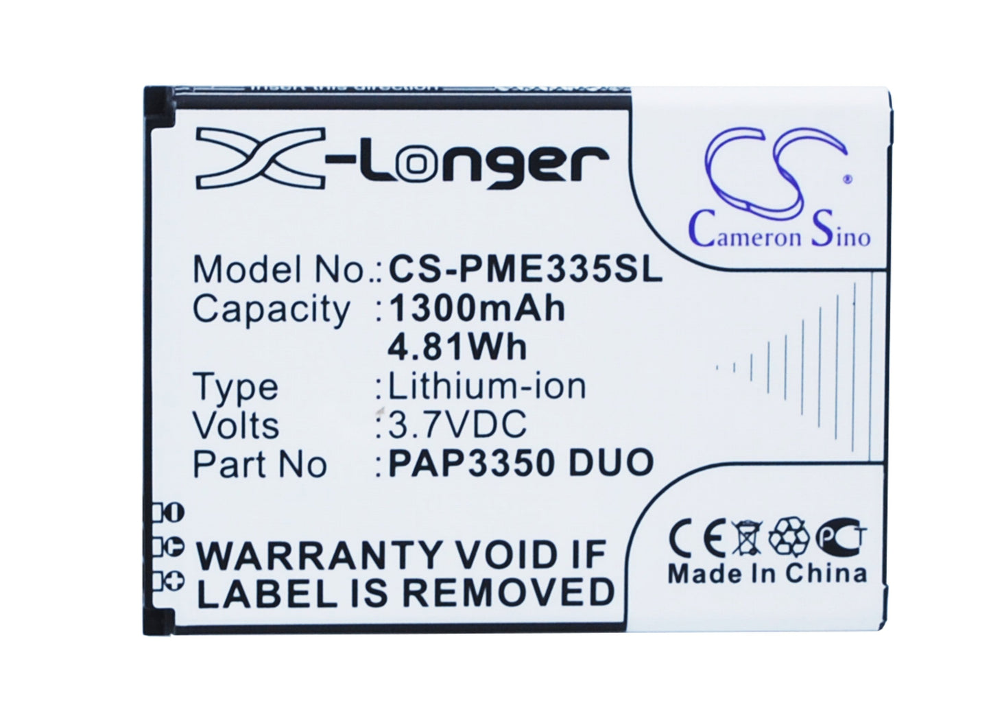 Replacement Battery for Prestigio  MultiPhone 3350 Duo – Mobile, SmartPhone – 1300mAh / 4.81Wh / 3.7V