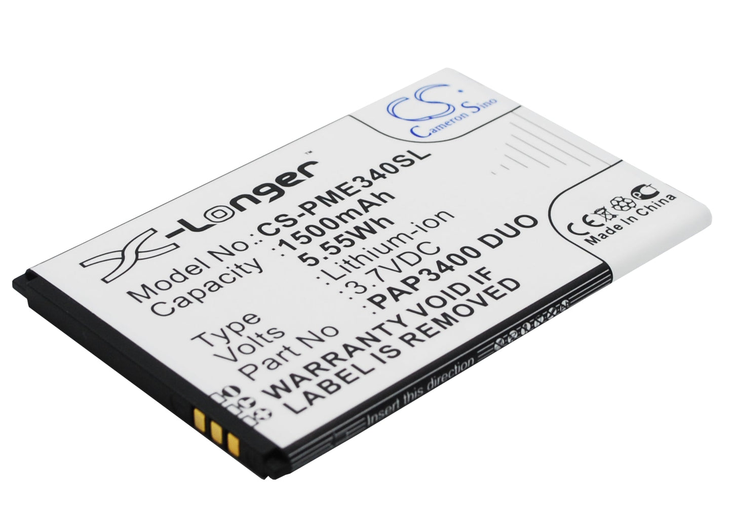 Replacement Battery for Prestigio  MultiPhone 3400 Duo – Mobile, SmartPhone – 1500mAh / 5.55Wh / 3.7V