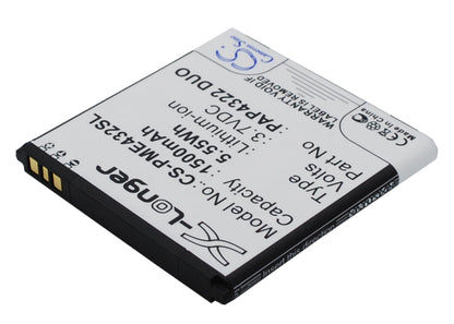 Replacement Battery for Prestigio  MultiPhone 4322 Duo – Mobile, SmartPhone – 1500mAh / 5.55Wh / 3.7V
