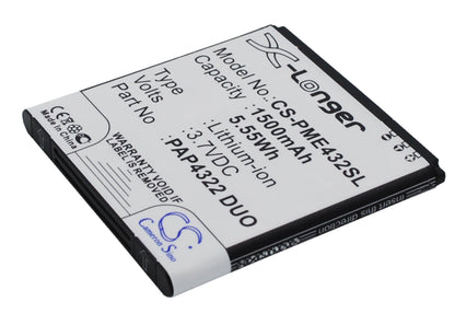 Replacement Battery for Prestigio  MultiPhone 4322 Duo – Mobile, SmartPhone – 1500mAh / 5.55Wh / 3.7V