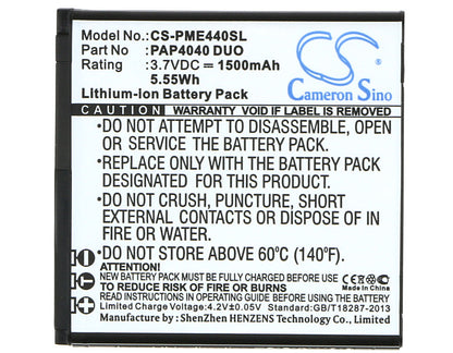 Replacement Battery for Prestigio  MultiPhone 4040 Duo – Mobile, SmartPhone – 1500mAh / 5.55Wh / 3.7V