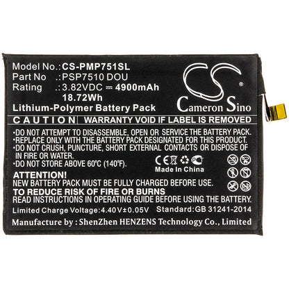 Replacement Battery for Prestigio  Muze C7 Duo – Mobile, SmartPhone – 4900mAh / 18.72Wh / 3.82V