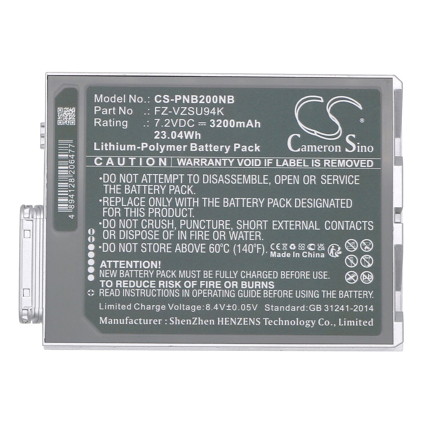 Replacement Battery for Panasonic  FZ-B2 – Notebook, Laptop – 3200mAh / 23.04Wh / 7.2V