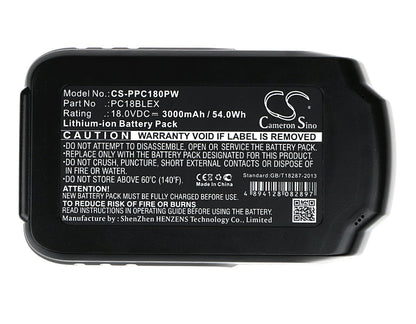 Replacement Battery for Porter Cable  PC18AG – Power Tools – 3000mAh / 54.00Wh / 18.0V