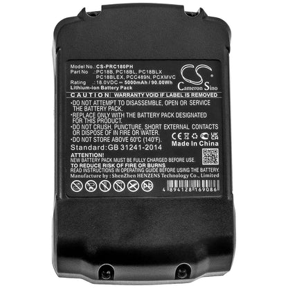 Replacement Battery for Porter Cable  PC1800D – Power Tools – 5000mAh / 90.00Wh / 18.0V