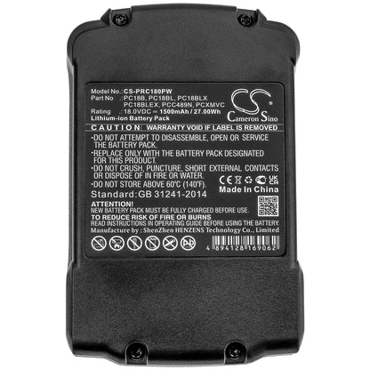 Replacement Battery for Porter Cable  PC1800D – Power Tools – 1500mAh / 27.00Wh / 18.0V