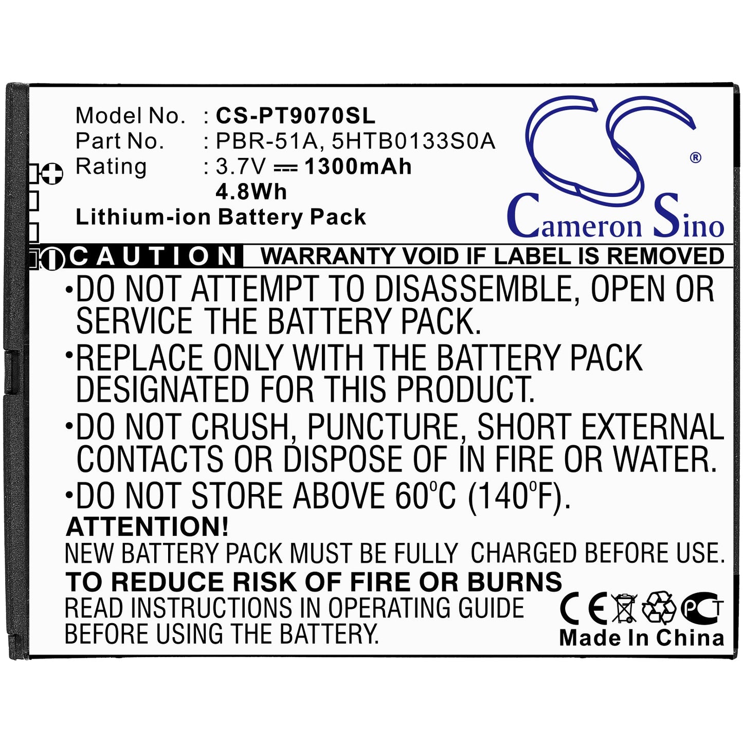 Replacement Battery for Pantech  Burst – Mobile, SmartPhone – 1300mAh / 3.7V