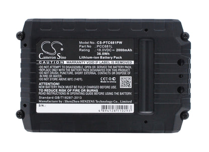 Replacement Battery for Stanley  FMC625D2 – Power Tools – 2000mAh / 36.00Wh / 18.0V