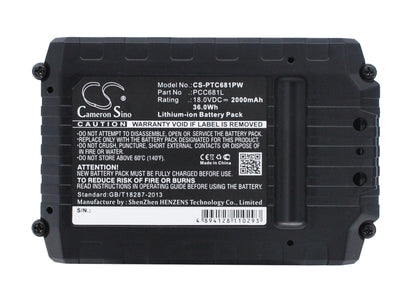 Replacement Battery for Black & Decker  ASD18 Typ 1 – Power Tools – 2000mAh / 36.00Wh / 18.0V