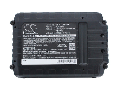 Replacement Battery for Black & Decker  ASD18 Typ 1 – Power Tools – 4000mAh / 72.00Wh / 18.0V