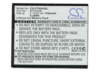 Replacement Battery for Pantech  ADR930L – Mobile, SmartPhone – 1700mAh / 6.29Wh / 3.7V