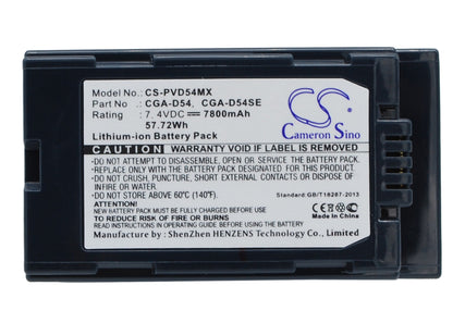 Replacement Battery for Panasonic  AG-AC-90 – Camera – 7800mAh / 57.72Wh / 7.4V