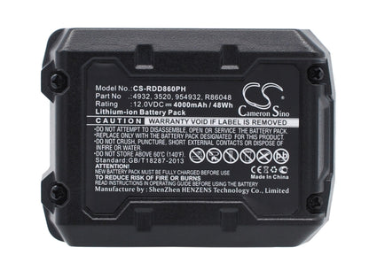 Replacement Battery for Ridgid  AC82049 – Power Tools – 4000mAh / 48.00Wh / 12.0V
