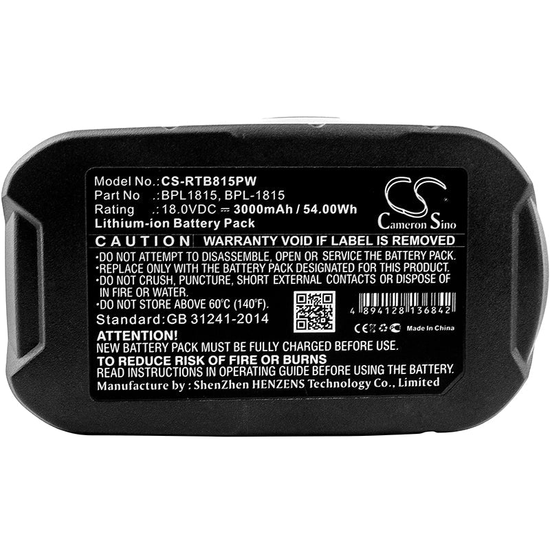 Replacement Battery for Ryobi  BID-1801M – Power Tools – 3000mAh / 54.00Wh / 18.0V