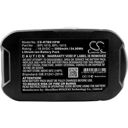 Replacement Battery for Ryobi  BID-1801M – Power Tools – 3000mAh / 54.00Wh / 18.0V