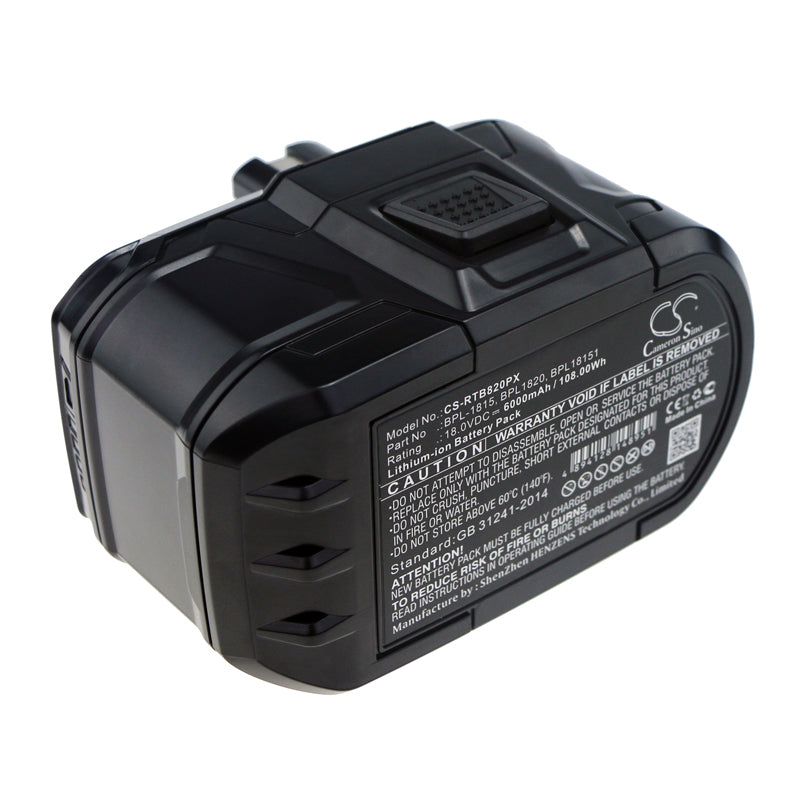 Replacement Battery for Ryobi  BID-1801M – Power Tools – 6000mAh / 108.00Wh / 18.0V