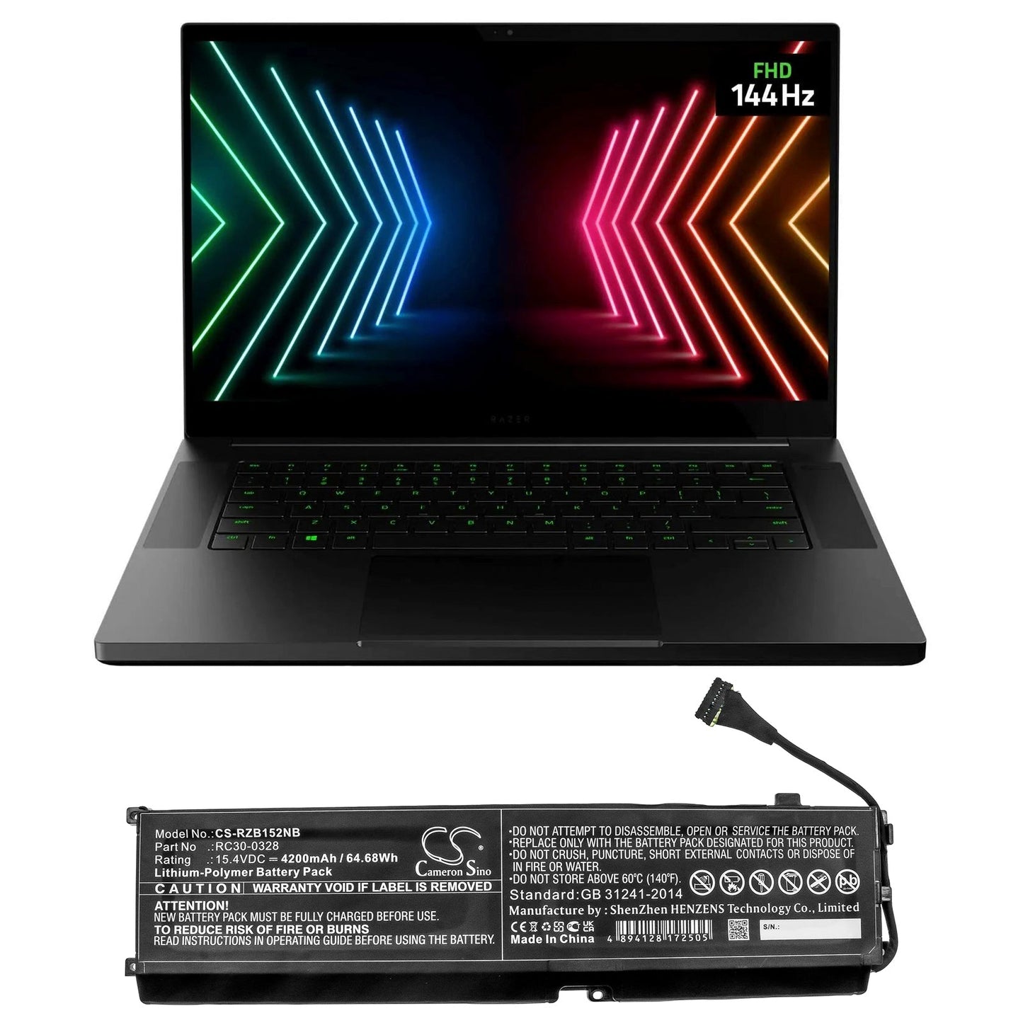 Replacement Battery for Razer  Blade 15 2020 – Notebook, Laptop – 4200mAh / 64.68Wh / 15.4V