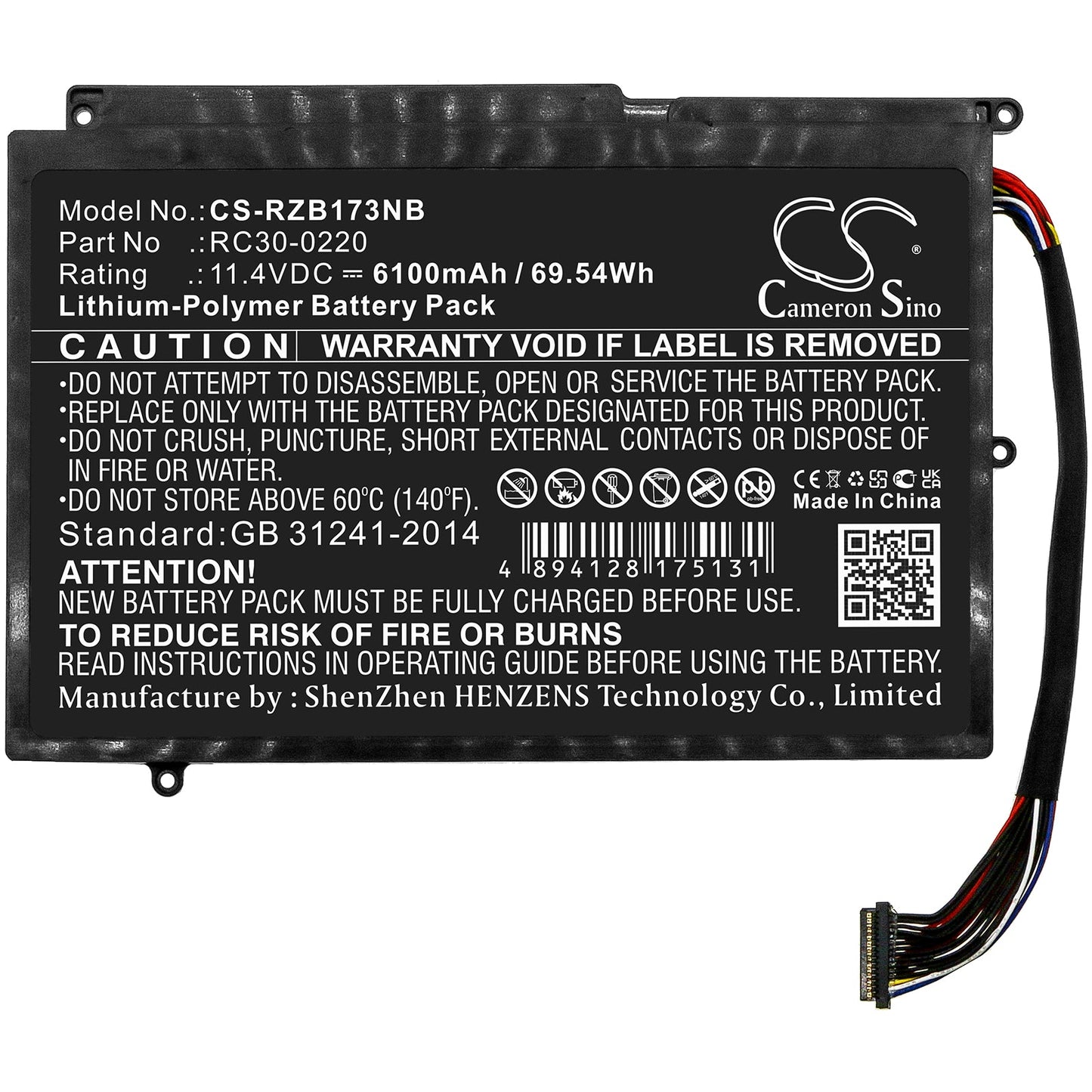 Replacement Battery for Razer  Blade Pro 17 2019 4k UHD – Notebook, Laptop – 6100mAh / 69.54Wh / 11.4V