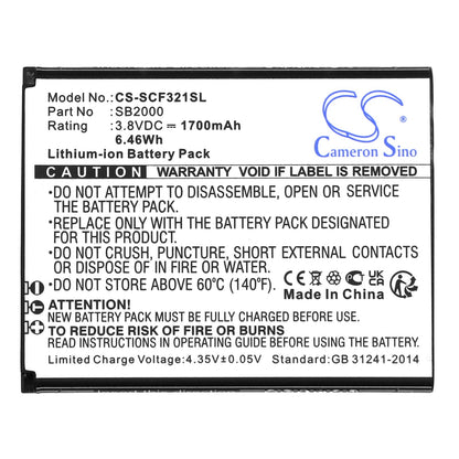 Replacement Battery for Schok  Flip SC3218B – Mobile, SmartPhone – 1700mAh / 6.46Wh / 3.8V