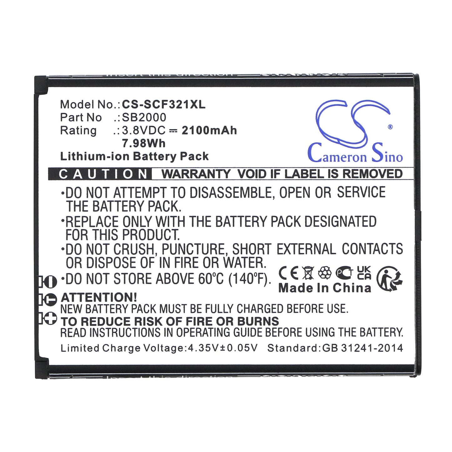 Replacement Battery for Schok  Flip SC3218B – Mobile, SmartPhone – 2100mAh / 7.98Wh / 3.8V