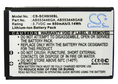 Replacement Battery for Samsung  SCH-A645 – Mobile, SmartPhone – 850mAh/3.1Wh / 3.7V