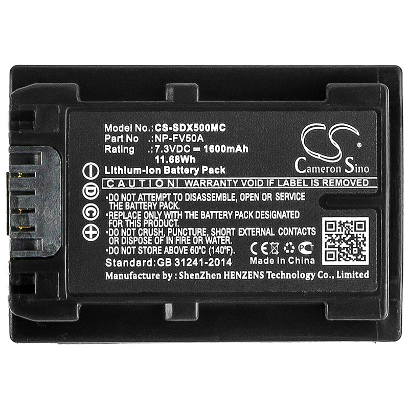 Replacement Battery for Sony  FDR-AX33 – Camera – 1600mAh / 11.68Wh / 7.3V