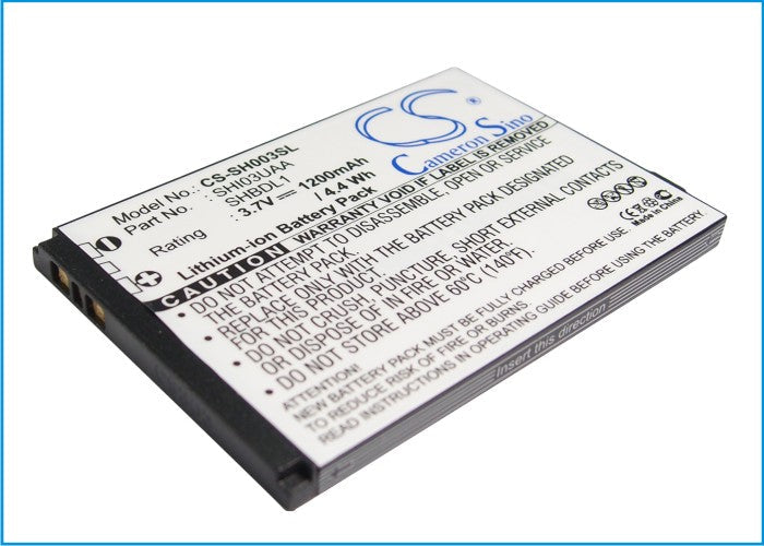 Replacement Battery for Sharp  003SH – Mobile, SmartPhone – 1200mAh / 4.44Wh / 3.7V