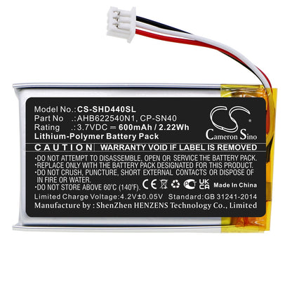 Replacement Battery for Sennheiser  HD 4.40 BT – Wireless Headset – 600mAh / 2.22Wh / 3.7V