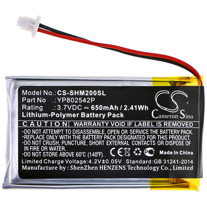 Replacement Battery for Sena  SMH-10S – Wireless Headset – 650mAh / 2.41Wh / 3.7V