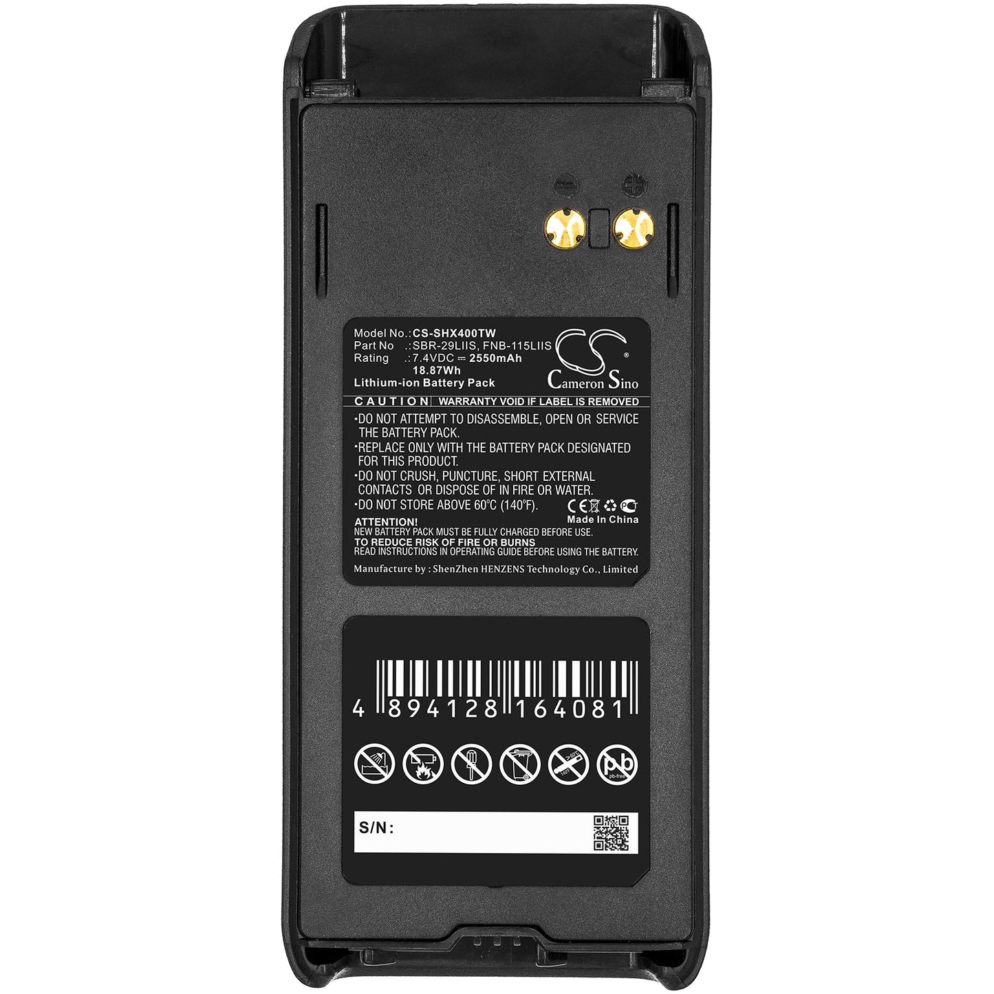 Replacement Battery for Standard Horizon  HX400IS – Two-Way Radio – 2550mAh / 18.87Wh / 7.4V