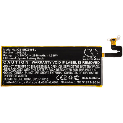 Replacement Battery for Sharp  FS8009 – Mobile, SmartPhone – 2950mAh / 11.36Wh / 3.85V