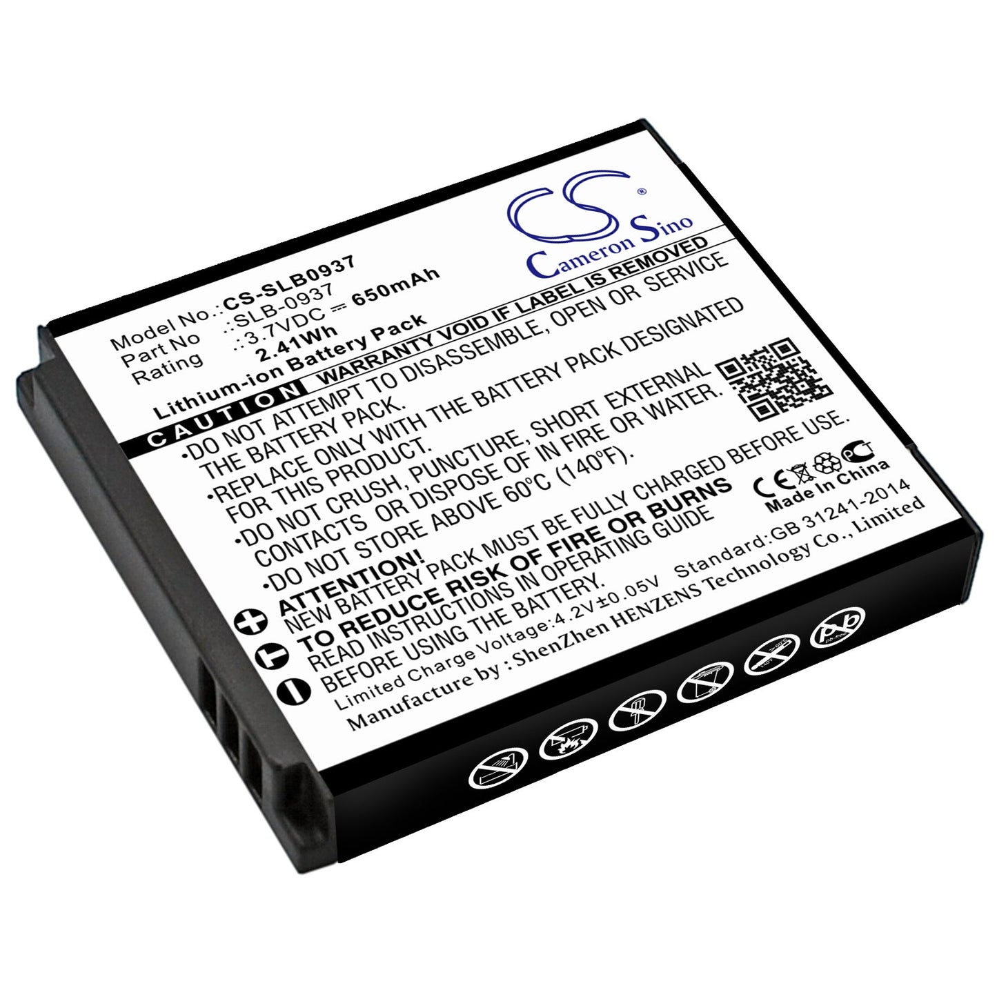 Replacement Battery for Samsung  CL5 – Camera – 650mAh / 2.41Wh / 3.7V