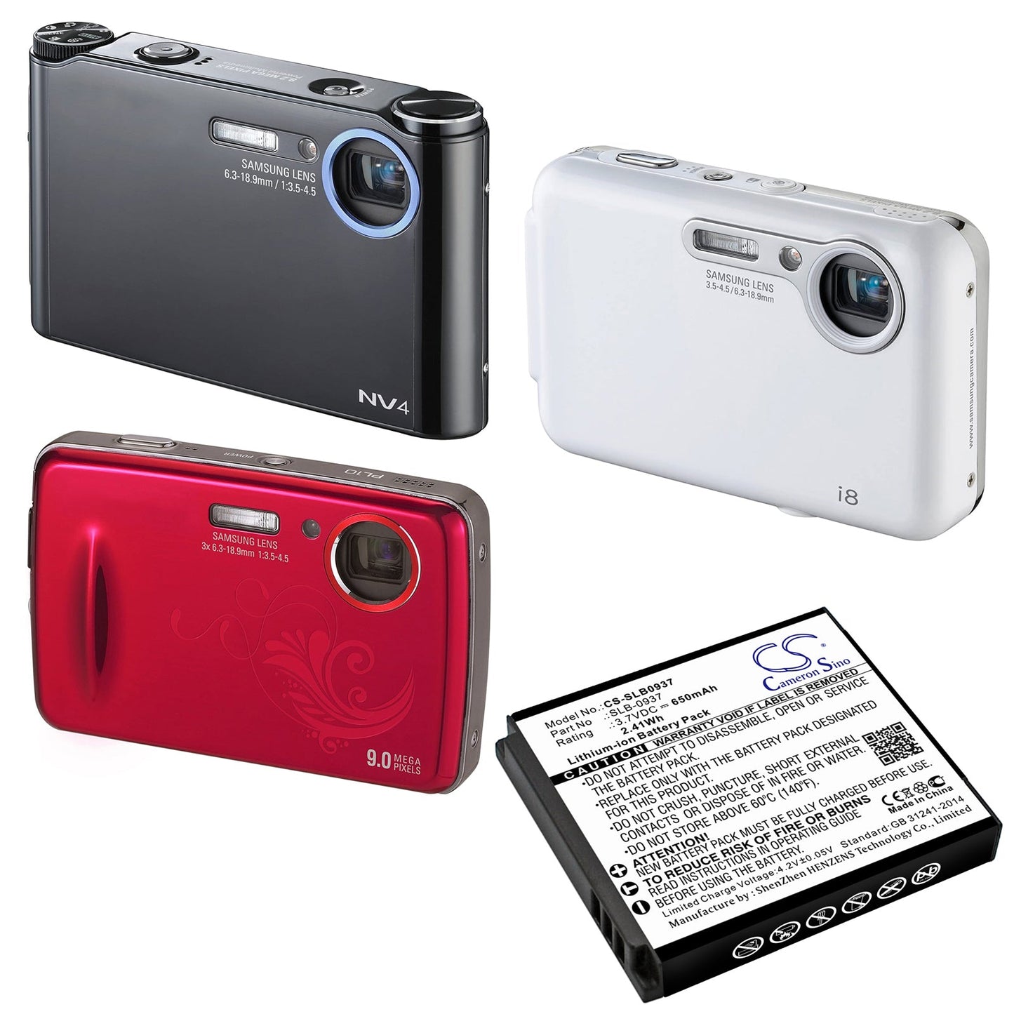 Replacement Battery for Samsung  CL5 – Camera – 650mAh / 2.41Wh / 3.7V