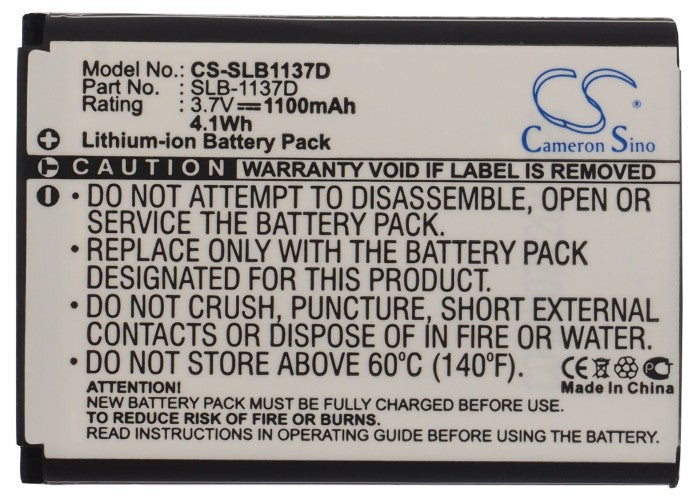 Replacement Battery for Samsung  Digimax L74W – Camera – 1100mAh / 3.7V