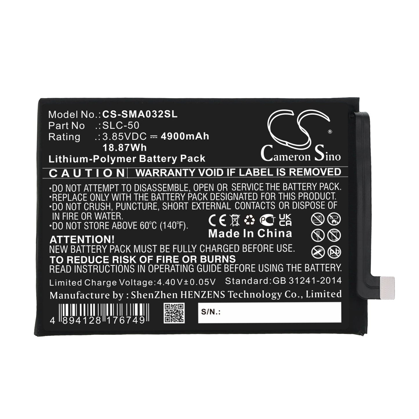 Replacement Battery for Samsung  Galaxy A03 Core – Mobile, SmartPhone – 4900mAh / 18.87Wh / 3.85V