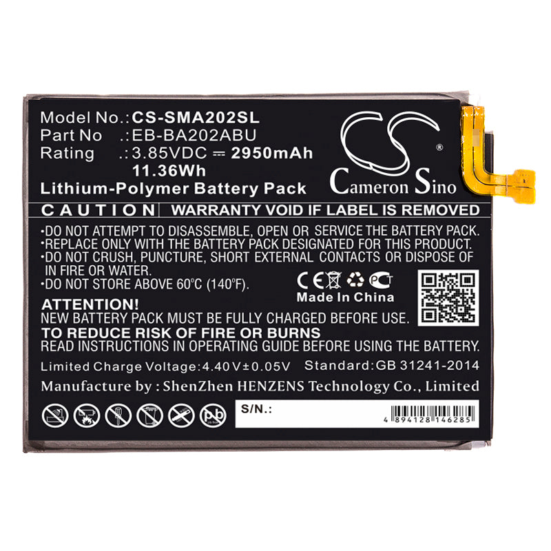 Replacement Battery for Samsung  Galaxy A10e – Mobile, SmartPhone – 2950mAh / 11.36Wh / 3.85V