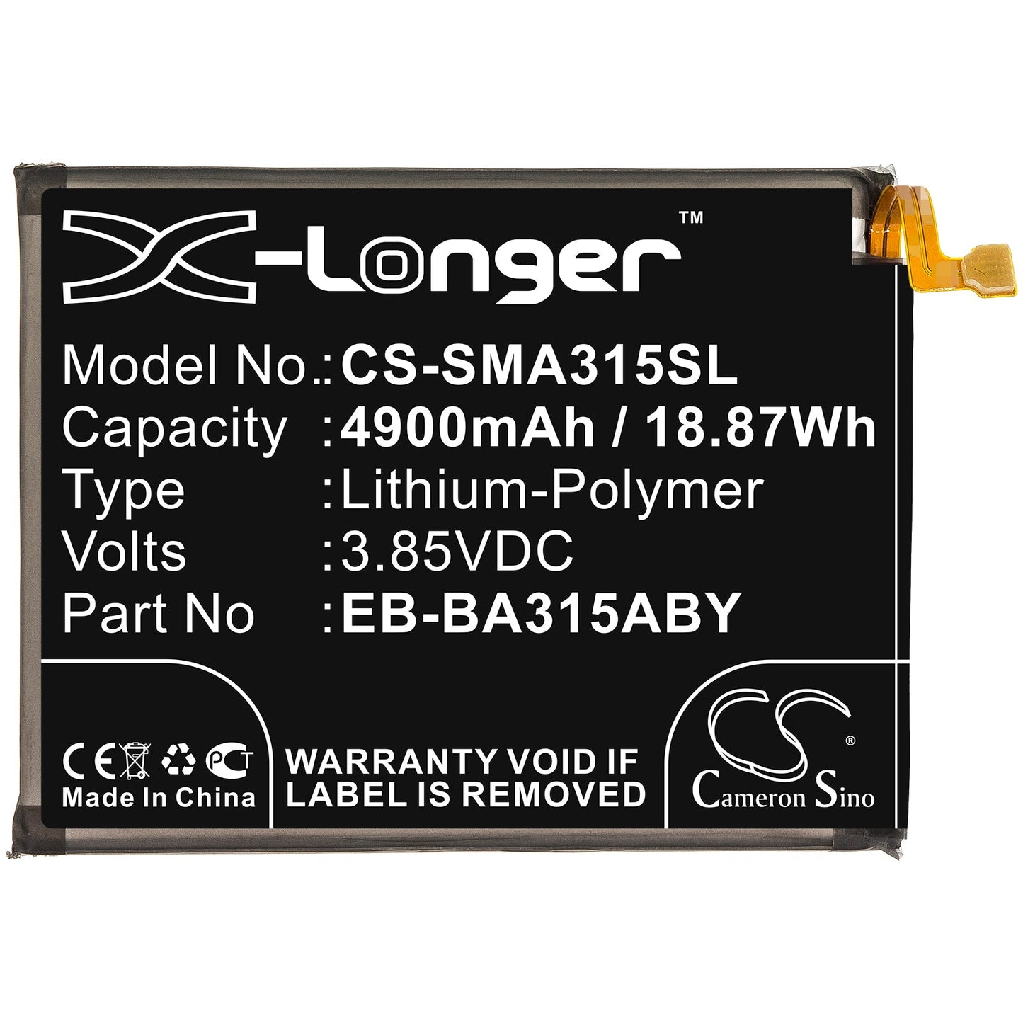 Replacement Battery for Samsung  Galaxy A31 – Mobile, SmartPhone – 4900mAh / 18.87Wh / 3.85V