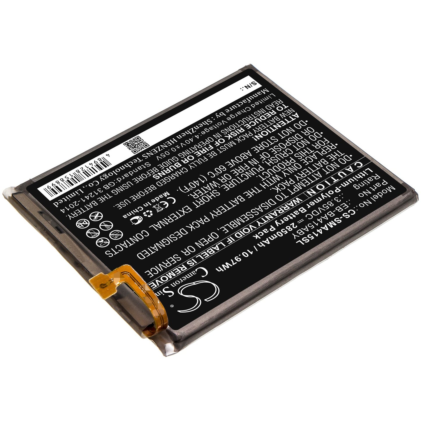 Replacement Battery for Samsung  Galaxy A41 2020 – Mobile, SmartPhone – 2850mAh / 10.97Wh / 3.85V