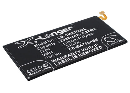 Replacement Battery for Samsung  Galaxy A7 – Mobile, SmartPhone – 2600mAh / 9.88Wh / 3.8V