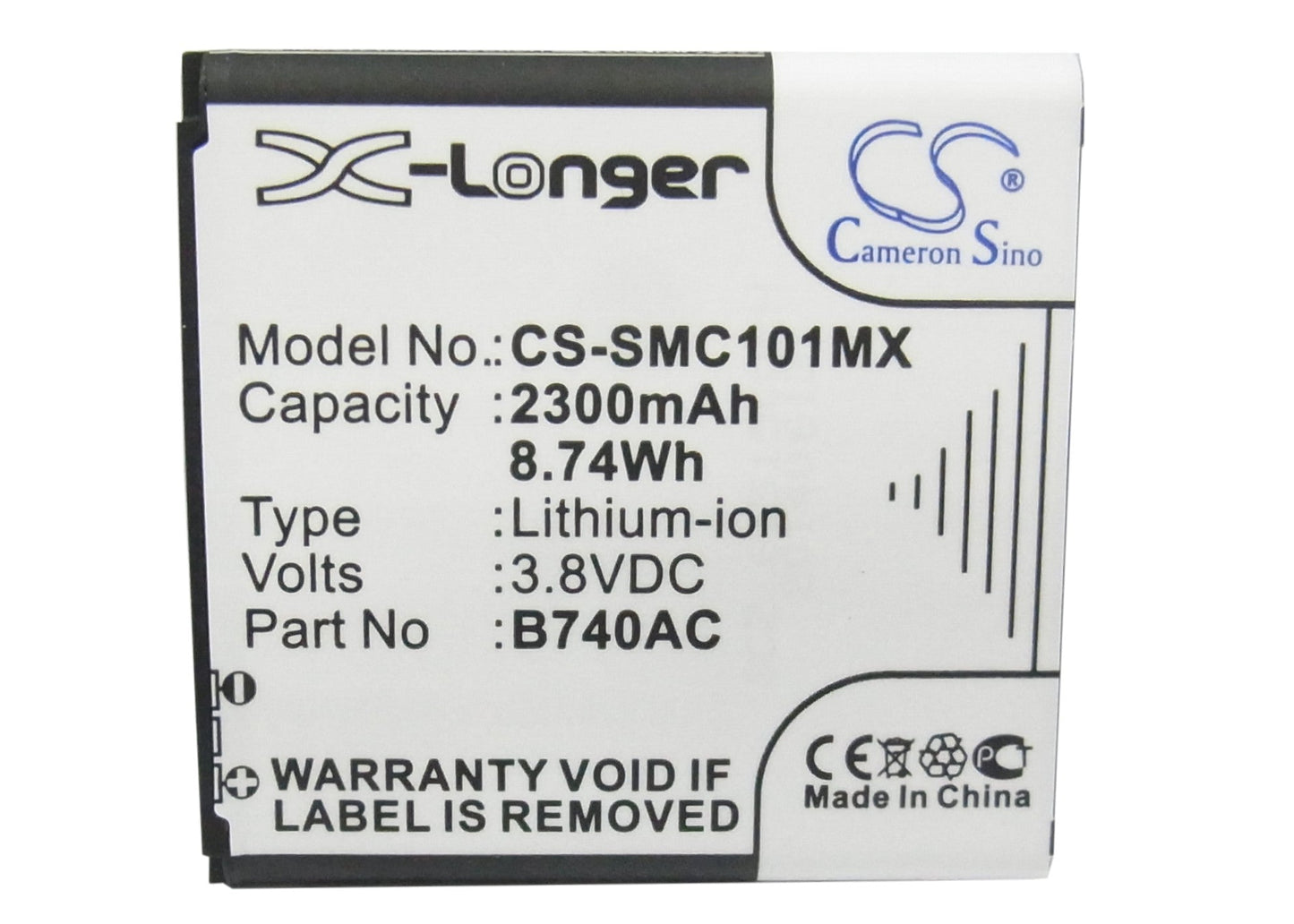 Replacement Battery for Samsung  Galaxy K – Camera – 2300mAh / 8.74Wh / 3.8V