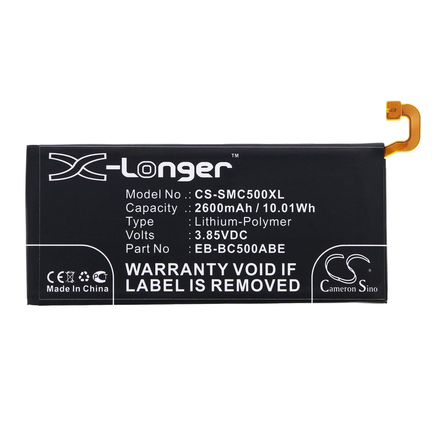 Replacement Battery for Samsung  Galaxy C5 – Mobile, SmartPhone – 2600mAh / 10.01Wh / 3.85V